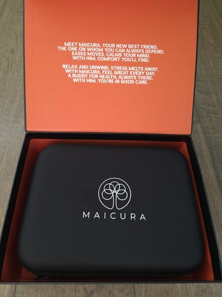 Maicura Pro Gen2 binnekant verpakking met welkomsttekst, getest door fysioengezond.nl
