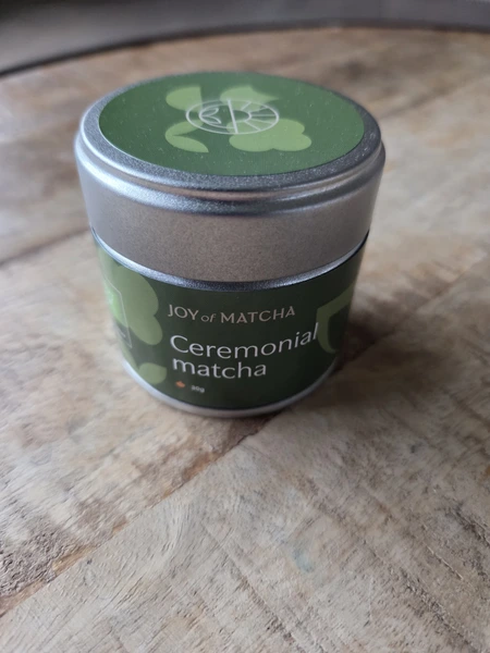 Joy of Matcha poeder luxe verpakking in blik (Fysioengezond.nl test)