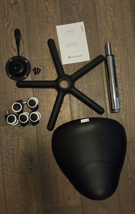 ZenGrowth zadelkruk unboxing onderdelen, getest door fysioengezond.nl